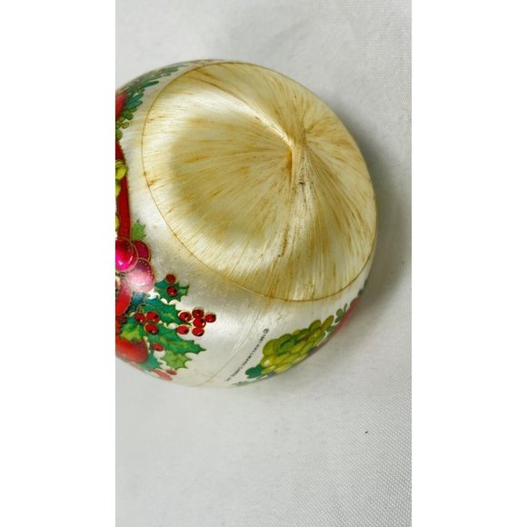 Vintage Stained White Silk Ball Christmas Tree Ornament Ives, Friend, Claus 3.5” - Picture 9 of 15